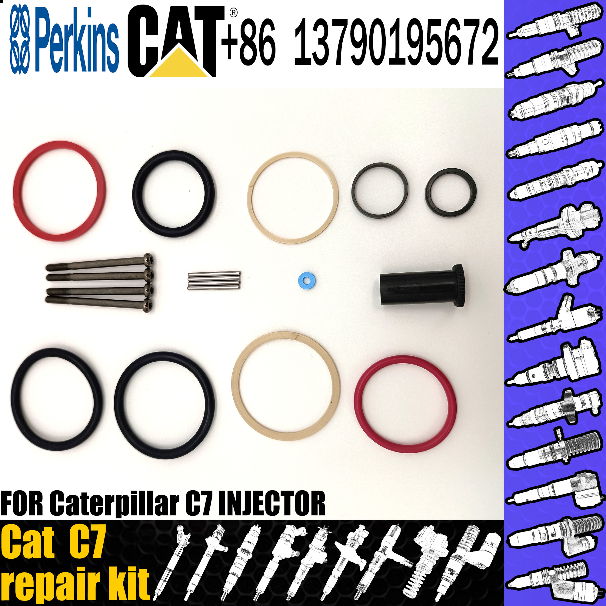 China CAT Excavator Injector Repair Kit C9 Engine O Rings Rubber Seals Set on sale