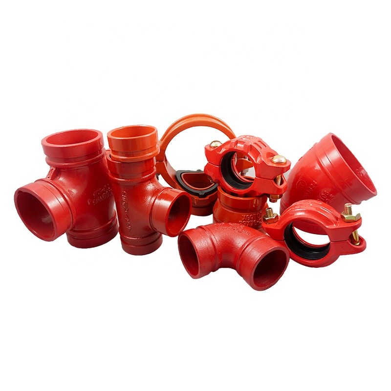 Cheap Red Cplor Grooved Mechanical Tee RAL3000 Ductile Iron Pipe Fitting for sale