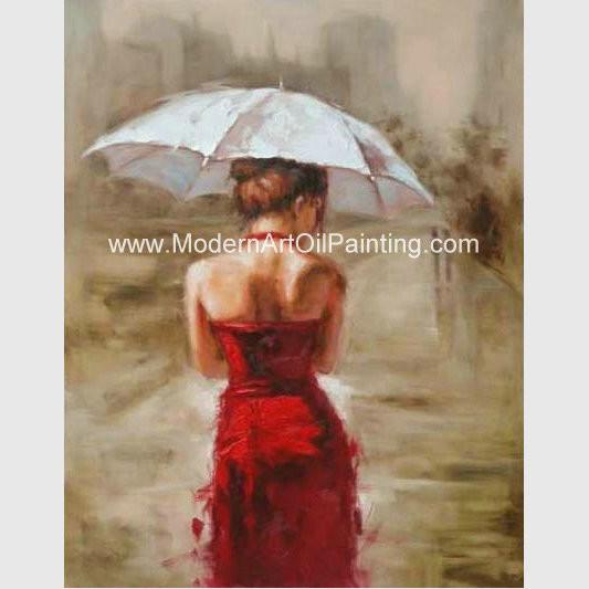 Cheap Acrylic Modern Art Oil Painting Decorative Wall Art Girl with Red Dress  on Canvas for sale