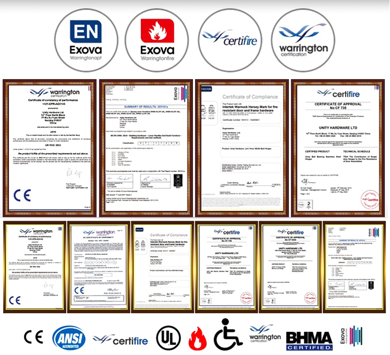 certificates of UNITY Hardware Ltd.