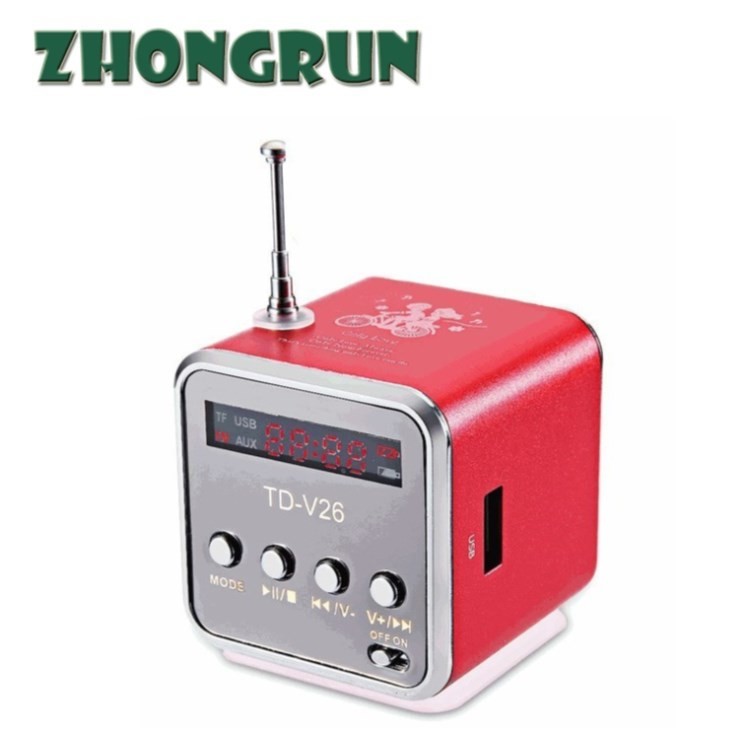 China TDV26 card speaker radio mini stereo portable small speaker with display screen MP3 player on sale