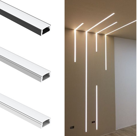 China High Quality U Shape Black Alu Extrusion Housing Channel Diffused Cover For Lighting Strip Surface Led Profile Aluminum on sale