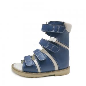 China High cut boys hard heel strap children orthopedic shoes  kids blue leather sandals shoes on sale