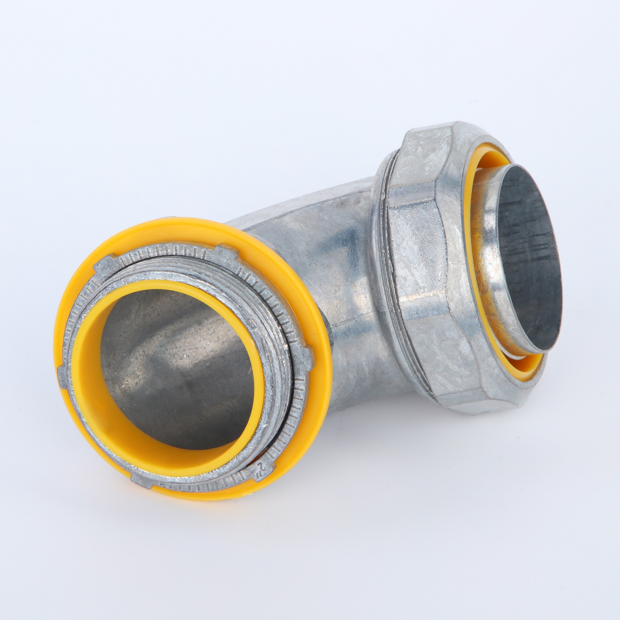 Liquid Tight Straight Connector Yellow PVC Insulated UL Listed With Locknut