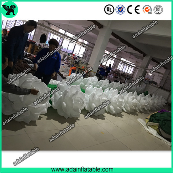 Best Hot Sale 10m Wedding Event Decoration White Inflatable Rose Flower Chain With LED Light wholesale