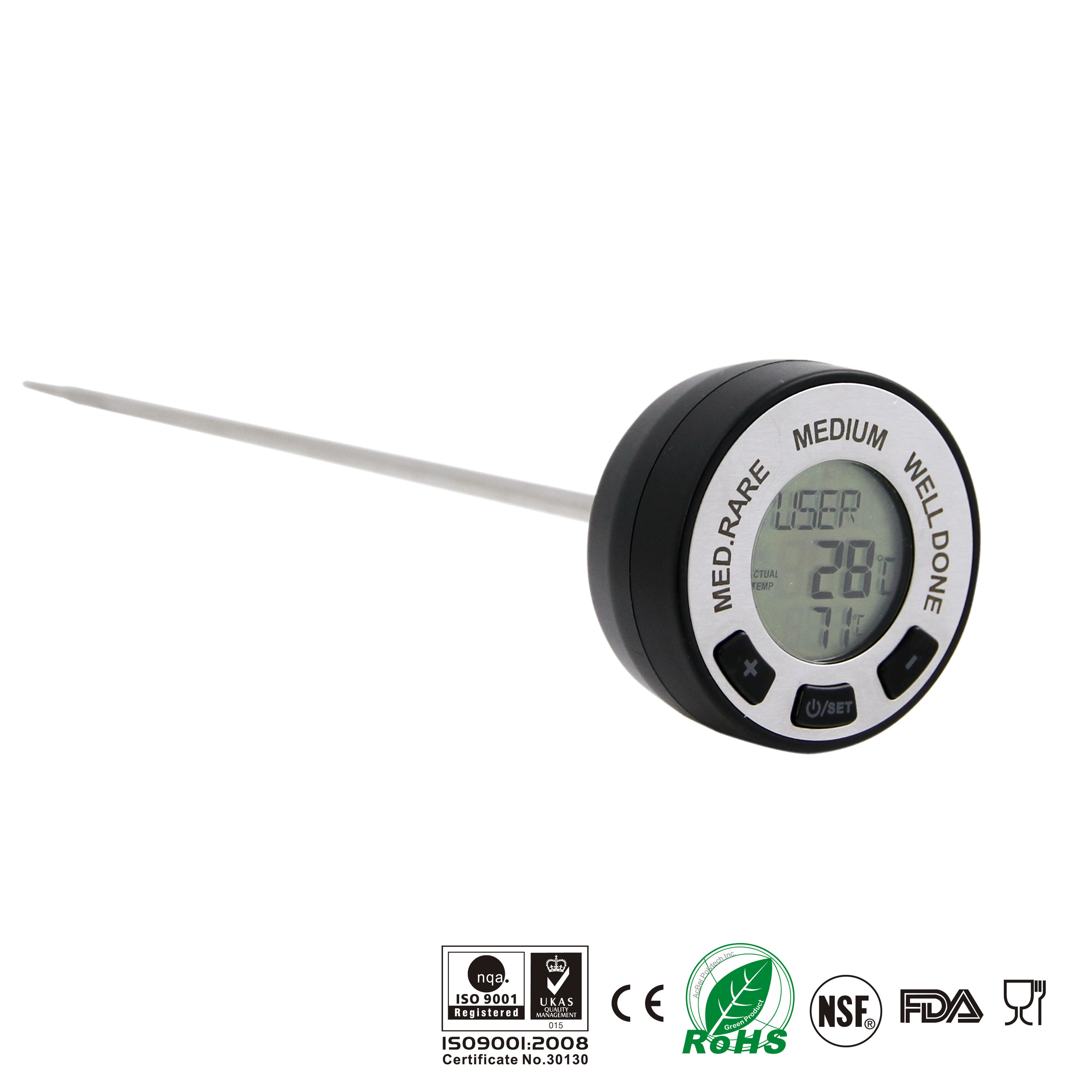 China Round Shape Fast Read Thermometer , Instant Read Cooking Thermometer With Silicone Protector on sale