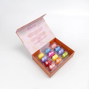 China Custom Macaron Foldable Chocolate Packaging Boxes With Blister Tray on sale
