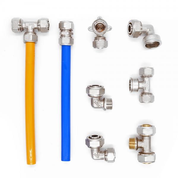 pex-al-pex pipe fittings double color brass Tee Male compression fittings for pex-al-pex pipe