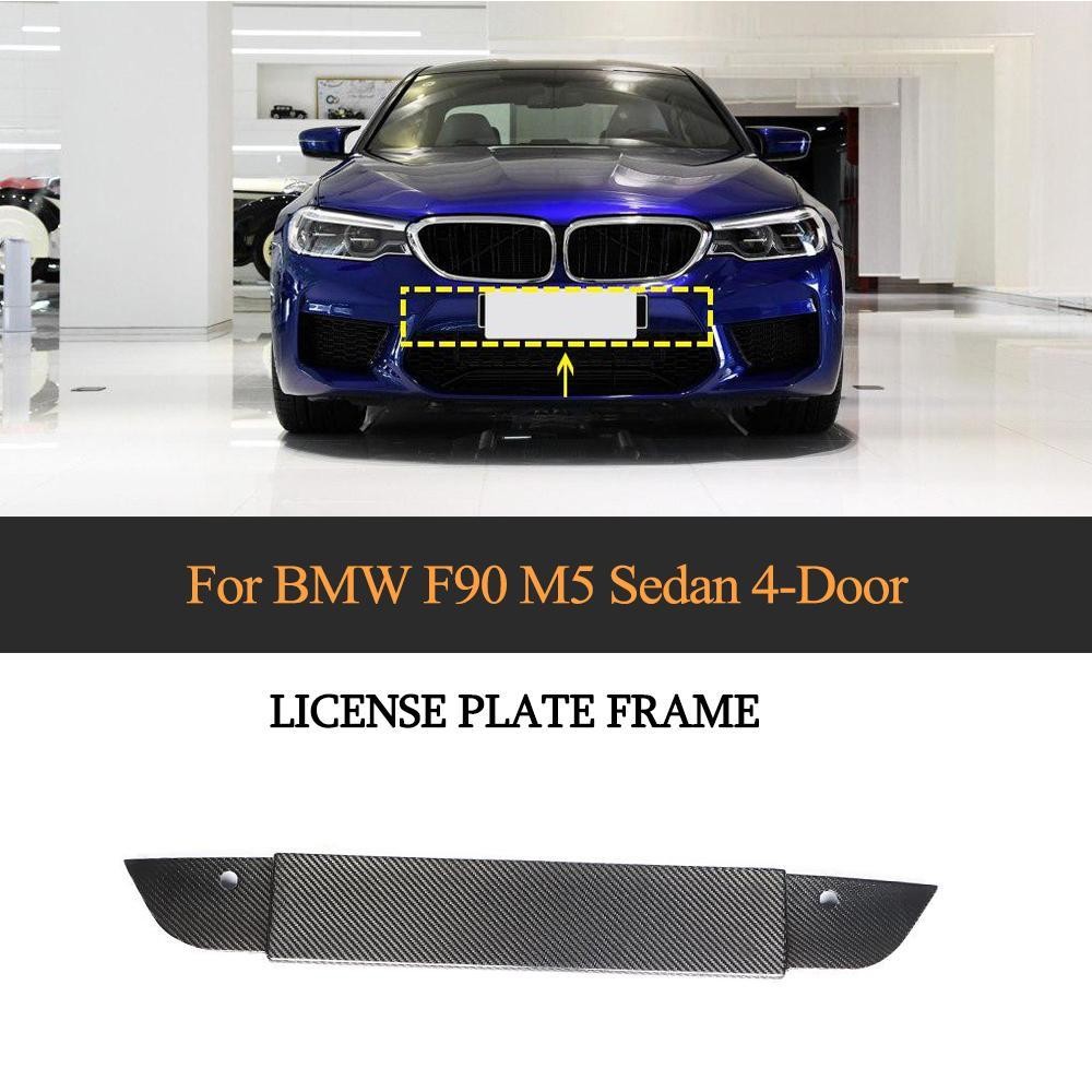 China Euro Style Dry Carbon Fiber License Plate Cover Exterior Trim for BMW F90 M5 2018-2019 on sale