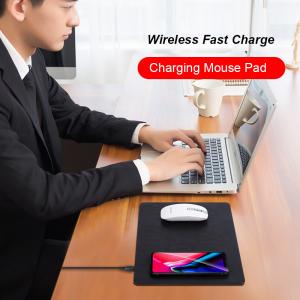 China CN-MP02 PU Leather Mouse Pad Qi Wireless Charging Pad for iPhone X Mouse Pad Wireless Charger on sale