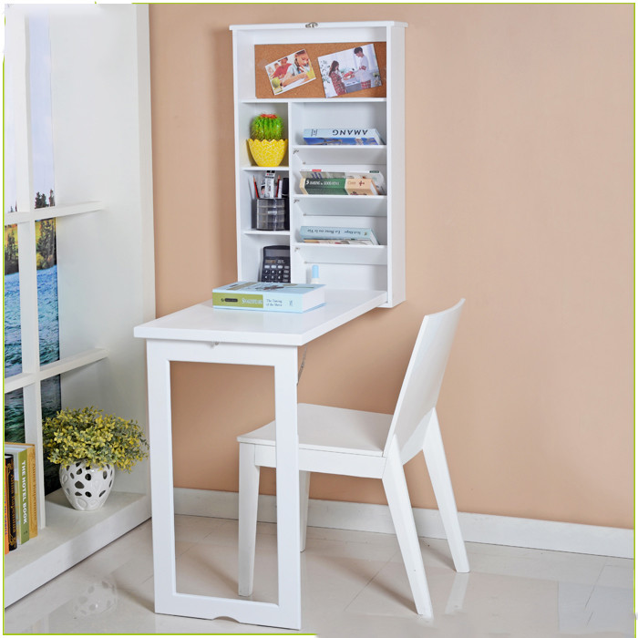 China Students Space Saving 49*15*82cm Wood Wall Mounted Computer Table on sale