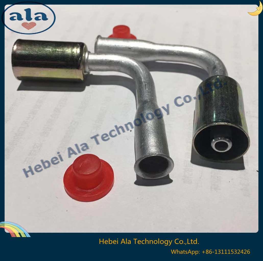 China #6 #8 #10 #12Quick joint with Iron jacket Auto air conditioning fitting 90 Degree ac hose fitting hose end connecto on sale