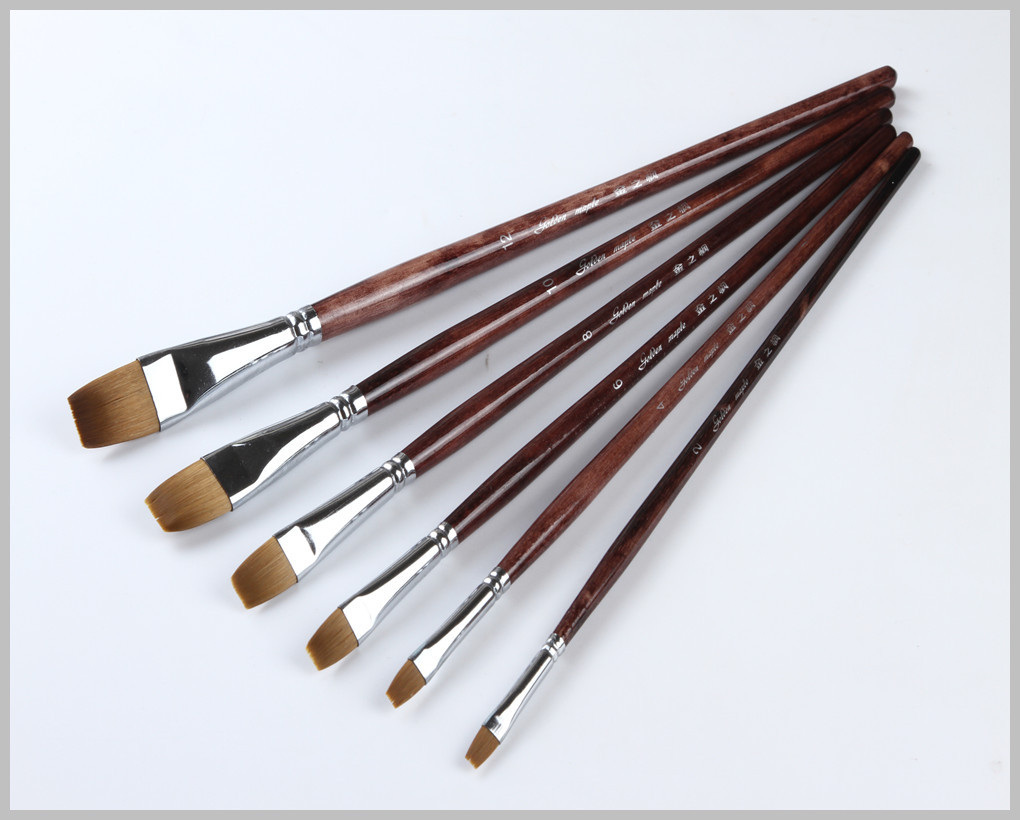 China High Quality Hand Tool Wooden Handle Brass Ferrule Nylon Hair Artists Paint Brushes Set on sale