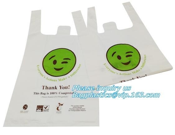 Best Vest Carrier Plastic Biodegradable Shopping Bag with EN13432 Certificated, Vest Carrier Plastic Shopping Bags wholesale