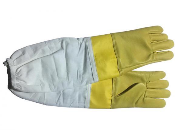 Cheap #13 Yellow  Goat Skin  And Smoothy Leather Wrist Protector  And White Cloth Sleeve   Bee Glove for sale