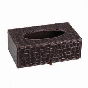 Best Crocodile-embossed Leather Tissue Box, Made of PU/PVC and Leather wholesale
