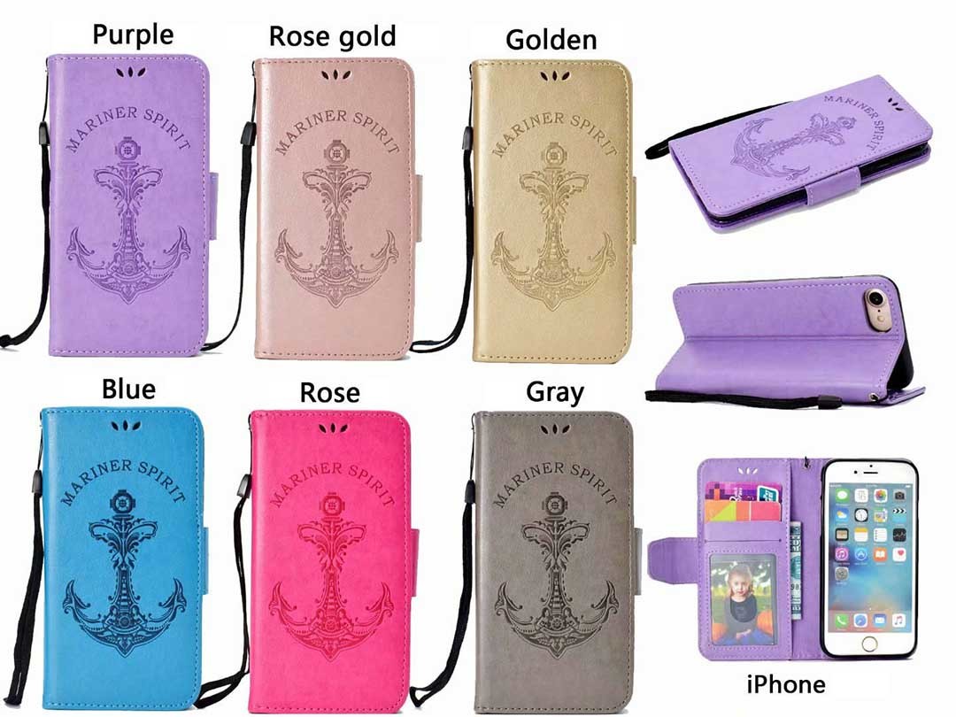 China Embossed Mermaid Mariner Spirit Leather Wallet Case for iPhone on sale
