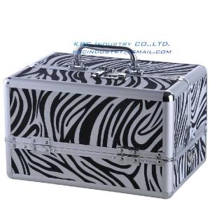 Pro Jewelry Cosmetic Makeup Train Case Bag Lockable Artist Aluminum Box with Strap