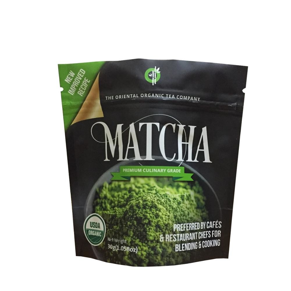 China Custom Printing  Bags Aluminum Foil Stand Up Pouch Matcha Green Tea Powder Packing Bags on sale