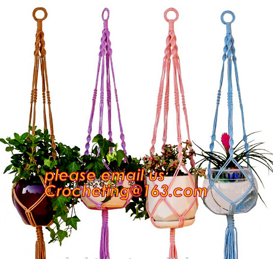 China COTTON ROPE BRAIDED FLOWER POTS HOLDER, DECORATIVE MACRAME PLANT HANGERS, HOUSEHOLD ARTICLES on sale