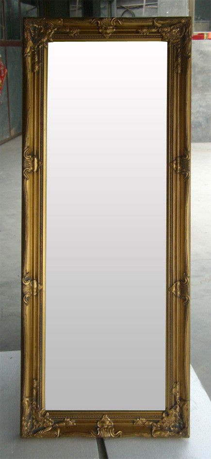 golden wood carved floor standing mirror,wood full length mirror