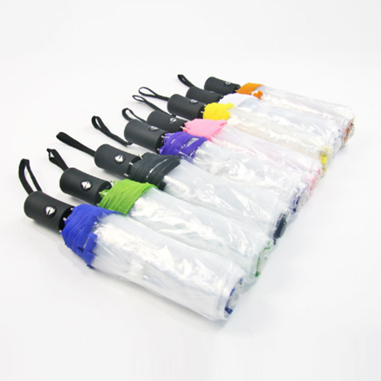 Unisex Lightweight Auto Open Umbrella Transparent Folding Umbrella With Case