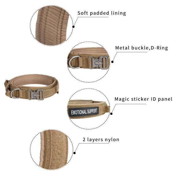 Tactical Adjustable Nylon Dog Collar K9 Heavy Duty Metal Buckle With Handle