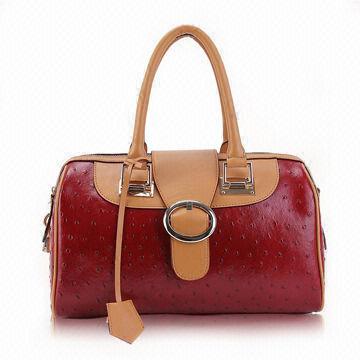 China Red Leather Tote Bag, Trendy Design, OEM, ODM and Logo Services Provided  on sale