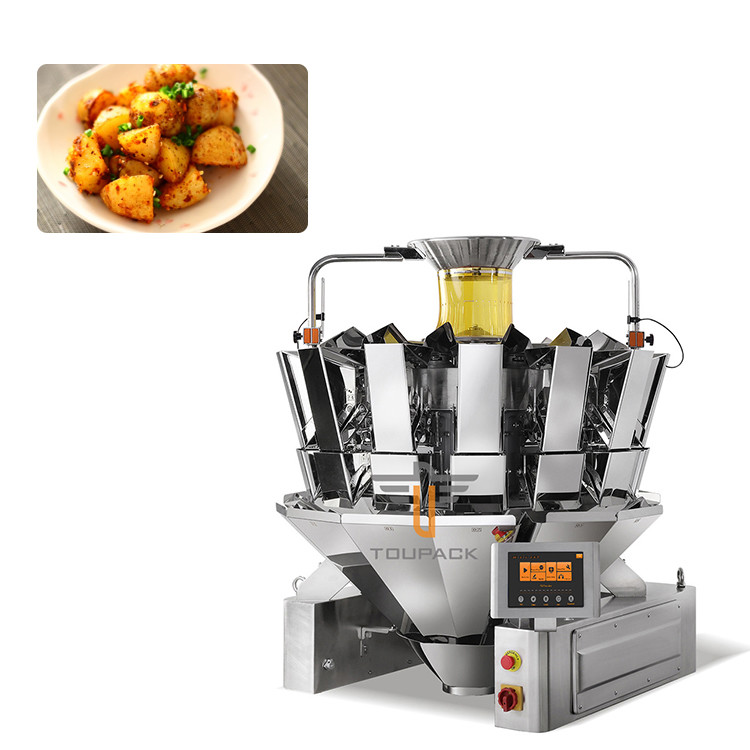 China Full-Automatic Spicy Potato Cubes Weighing Packing Machine 14 Head Hopper Multihead Weigher on sale