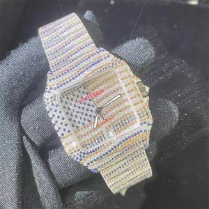 China Harlembling 41mm Moissanite Watch Black Roman Diamond Studded Watch on sale