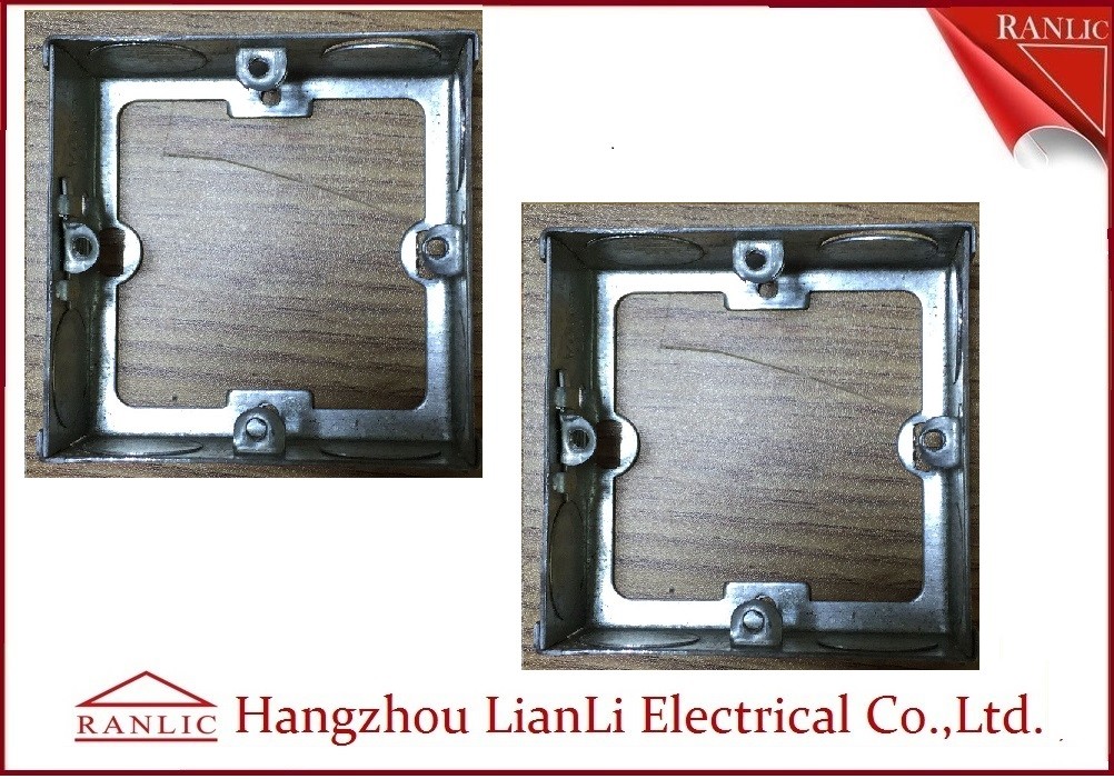 China Steel Electrical Gang Box Extension Ring With Adjustable Ear 20mm 25mm Knockouts on sale
