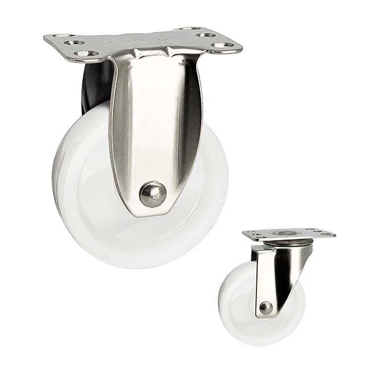 3 Inch Rigid Plate Stainless Steel Casters Solid Nylon Fixed Casters