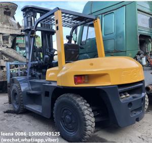 used 7ton tcm 3stages diesel forklift FD70Z8 originally made in japan,low working hrs ,6m lifting height