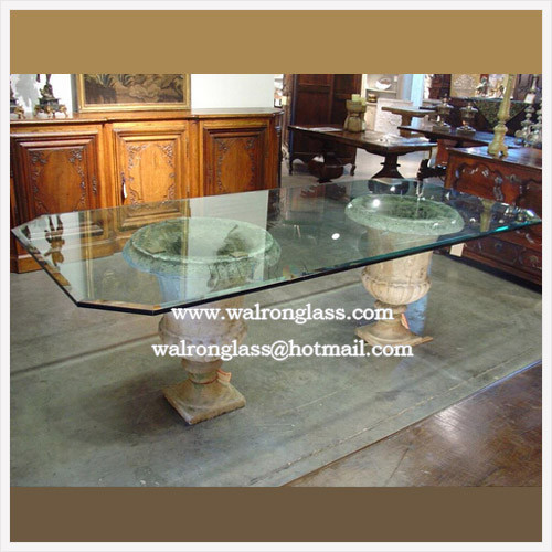 Classic Style Clear Color Irregular Shape Table Top with Glass
