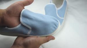 Best Cleanroom stripe blue canvas PVC sole anti slip shoe esd antistatic shoes for electronics factory wholesale