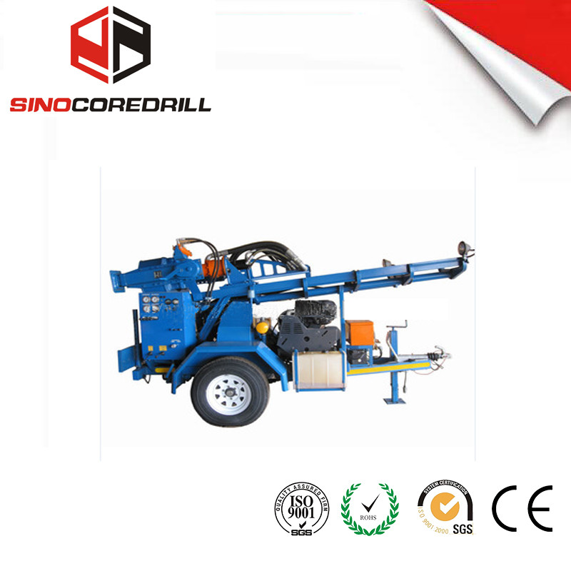China 200M Protable Small Trailer  Hydraulic Water Well Drilling Rig Borehole Drilling Equipment on sale
