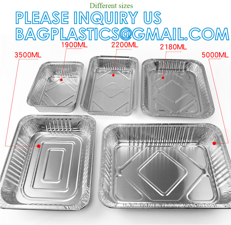 China Disposable Food Packaging Disposable Tin Foil Dishes Catering Aluminium Foil Container Foil Tray With Plastic Lid on sale