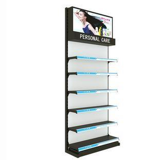 Cheap Metal MDF Cosmetic Display Racks Wall Mounted Cosmetic Display Showcase for sale