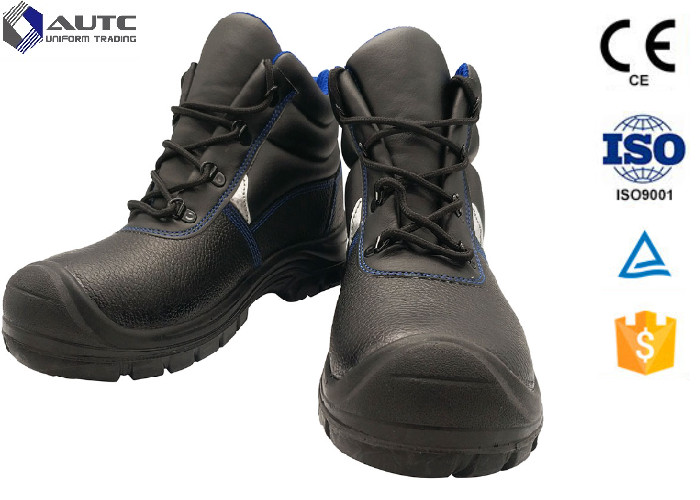 China Construction Site Ppe Safety Boots , Slip On Steel Toe Boots Warehouse Black Leather on sale