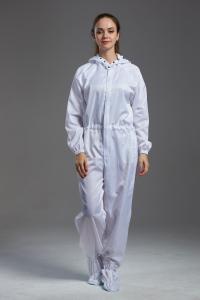 Best Anti Static ESD dust-free autoclavable sterilized white color coverall with hood for class 100 cleanroom wholesale