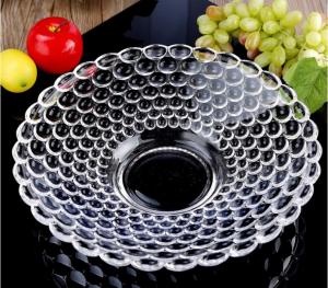 China 300mm Round Shap Clear Glass plate Bead Point Glass Fruit Plate for home using on sale