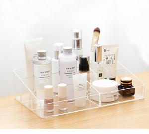 China Makeup Organizer, Clear Makeup Storage Box Thick Plastic Organizer Tray 9-Compartment Comestics Counter Organization Hol on sale