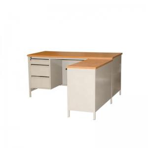 China L Shape Office MDF Board Three Drawers Steel Executive Desk on sale