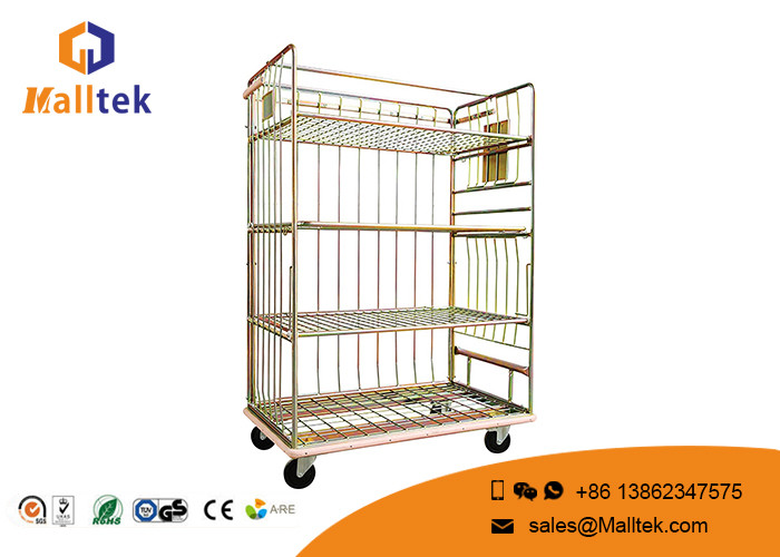 China Mesh Lock Wheeling Logistics Trolley Material Movement Heavy Duty Goods Trolley on sale