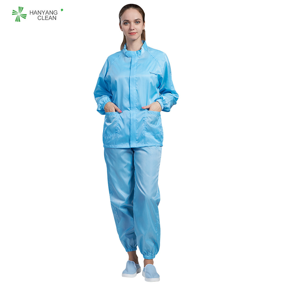 Best Laundering Durability ESD Anti Static cleanroom Jacket and pants, blue color dust proof wholesale