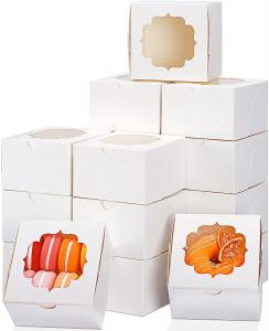 4 Inch White Custom Cake Box Window For Cupcakes Candy Chocolate Strawberries