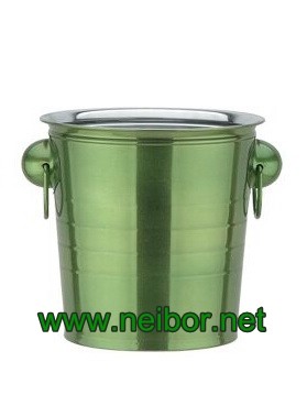 China Green color stainless steel ice bucket 3L 5L metal beer bucket beer tub beverage cooler on sale