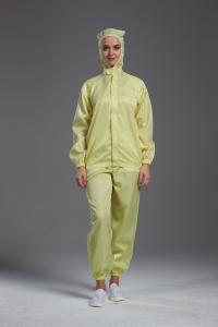 Best ESD antistatic autoclave sterilized jacket work wear with hood yellow for class 1000 or higher cleanroom wholesale