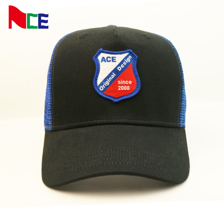 Best Curved Brim 5 Panel Trucker Cap With Custom Logo Embroidered Patches wholesale