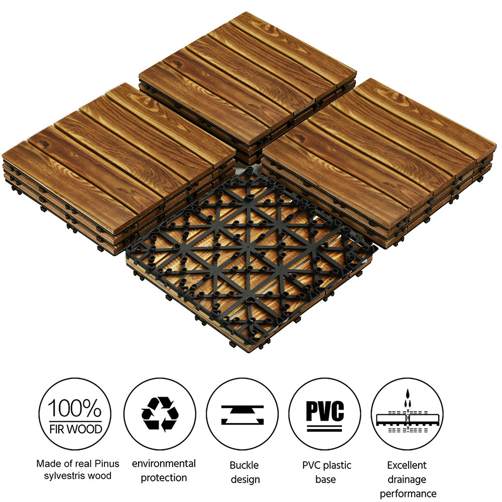 Cheap Acacia Hardwood Interlocking Deck Tiles Brown Patio Wooden Deck Flooring for sale